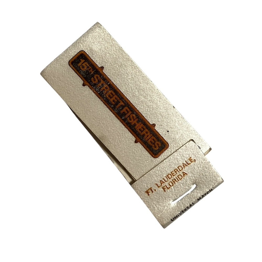 15th Street Fisheries Ft Lauderdale Florida Vintage Slim Matchbook Advertising